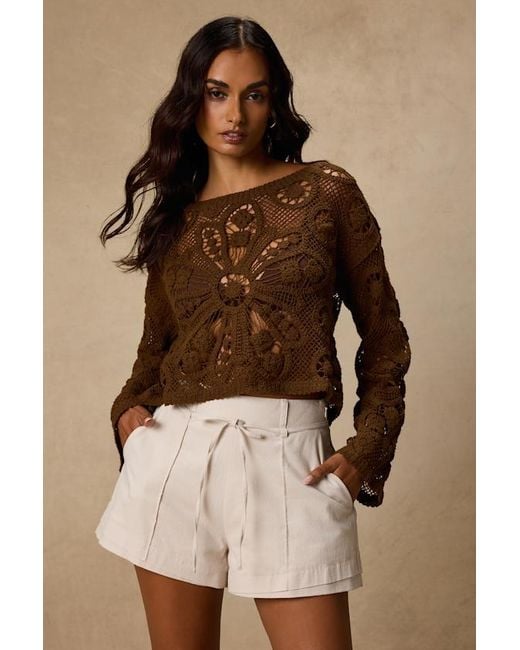 Lulus Brown Sylvette Tie-Front High-Waisted Shorts