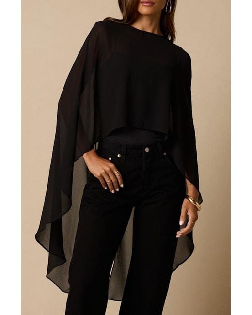 Lulus Black Levana Cape Sleeve Top