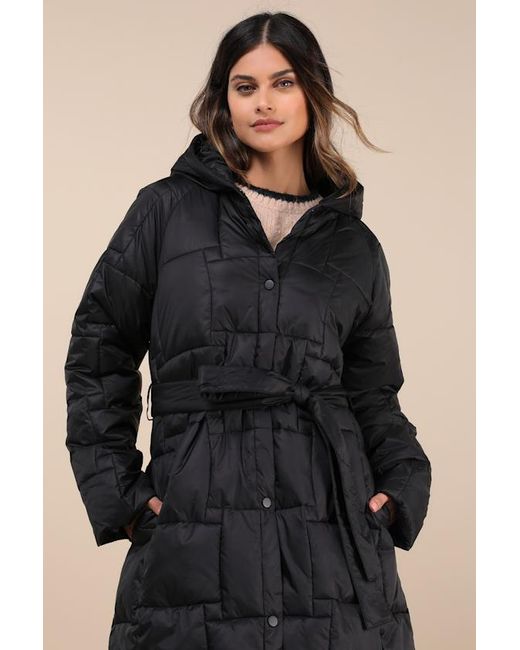 Native Youth Black Ophelia Quilted Puffer Coat