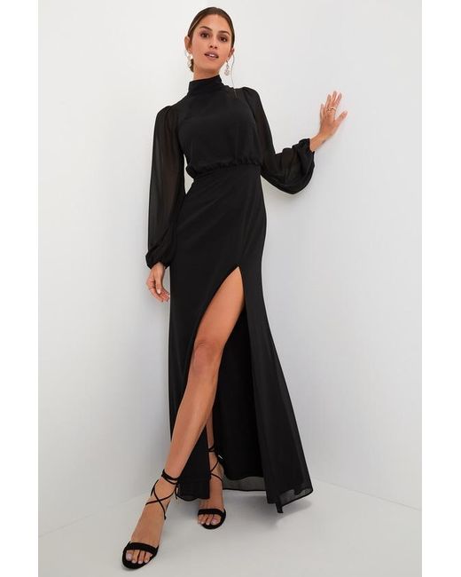 Lulus Black Graceful Entrance Long Sleeve Backless Maxi Dress