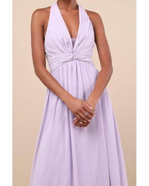 Lulus Purple Marilina Pleated Twist-Front Maxi Dress