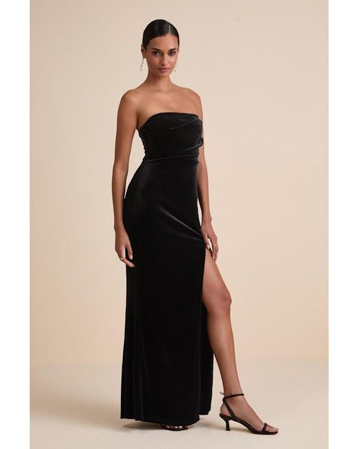 Lulus Black Perfectly Captivating Velvet Strapless Maxi Dress