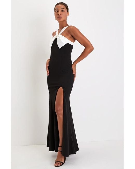 Lulus Black Luxurious Outlook And Bow Mermaid Maxi Dress