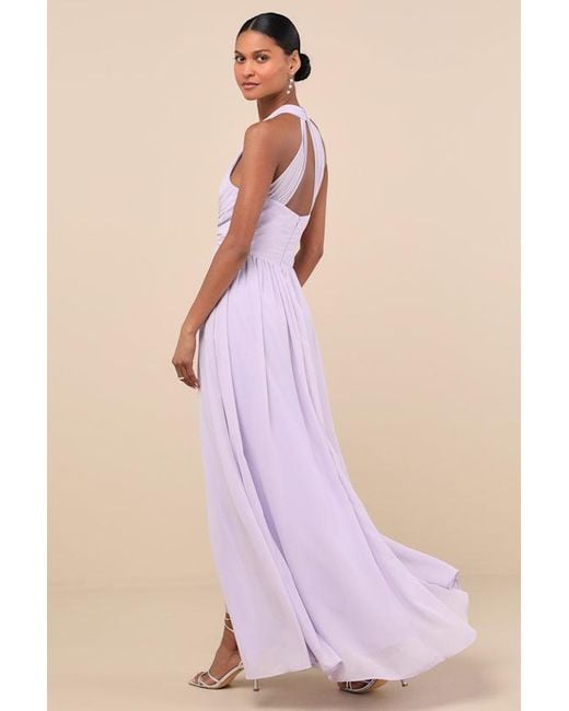 Lulus Purple Marilina Pleated Twist-Front Maxi Dress