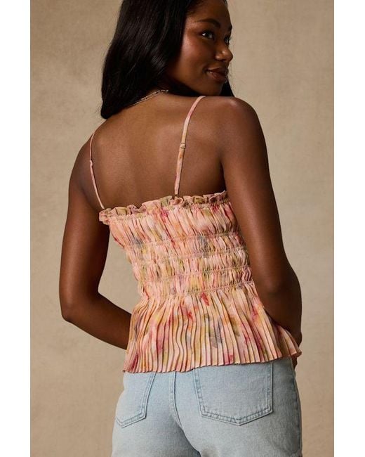 Lulus Brown Demeter Blush Multi Floral Peplum Tank Top