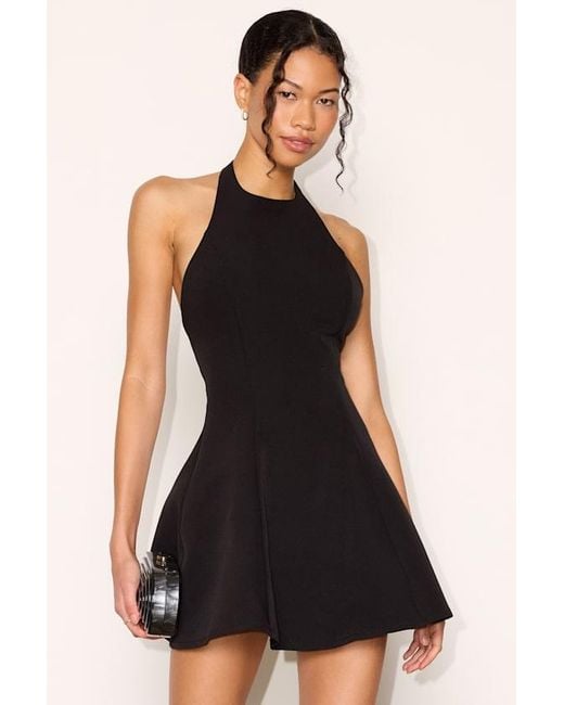 Lulus Black Leda Halter Neck Skater Mini Dress