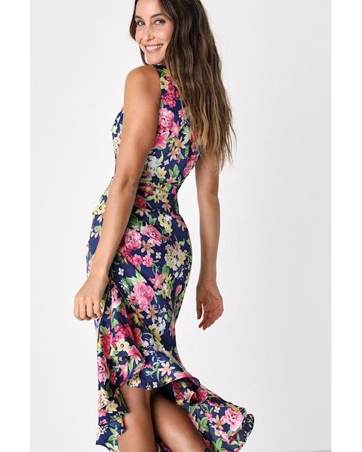Lulus White Divinely Blooming Multi Floral One-Shoulder Midi Dress