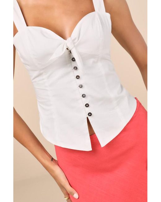 Lulus Red Earlene Tie-Front Button-Up Tank Top