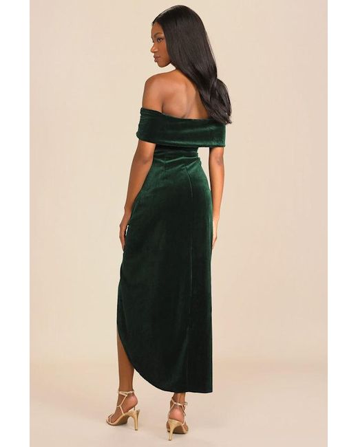 Lulus Natural I'M Enchanted Velvet Off-The-Shoulder Maxi Dress