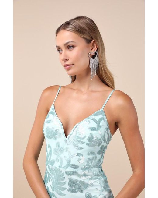 Lulus Blue Vivacious Energy Sequin Sleeveless Mini Dress