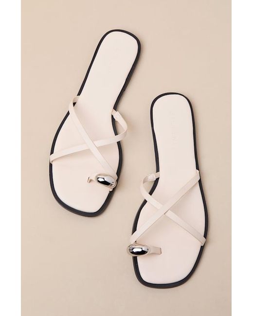Billini Natural Nya Bone Flat Slide Sandals