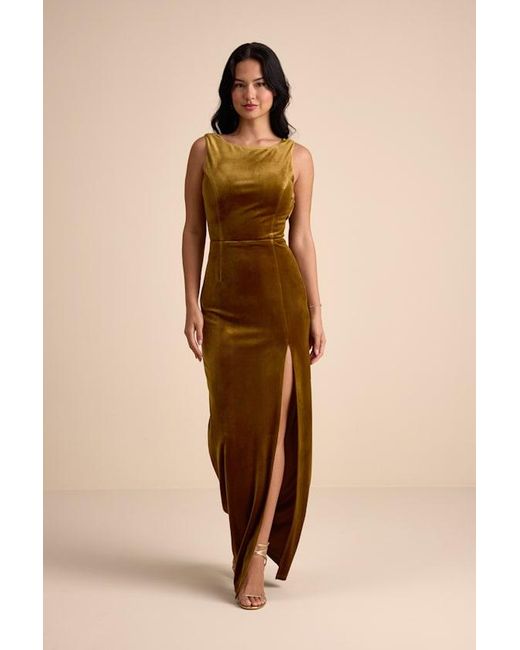Lulus Brown Zoraia Velvet Cowl-Back Sleeveless Maxi Dress
