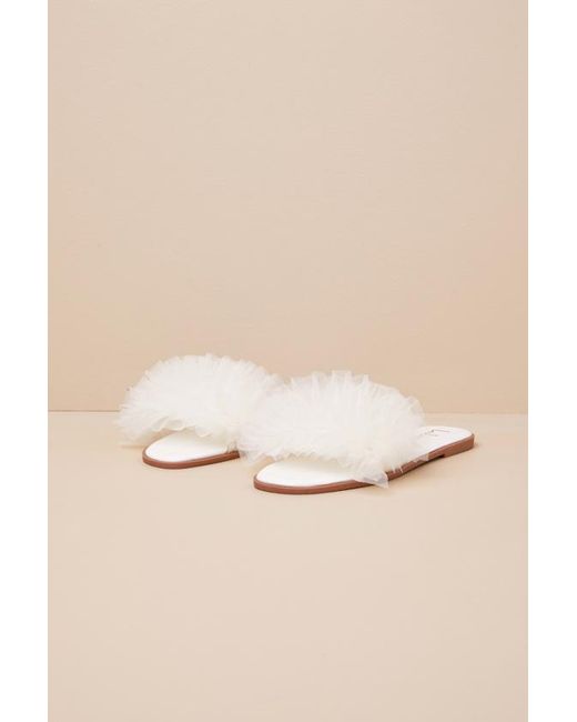 Lulus Natural Torria Tulle Slide Sandals