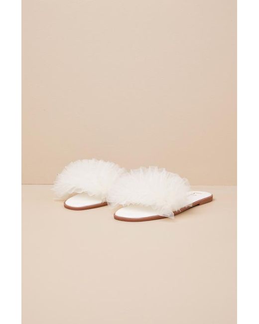 Lulus Natural Torria Tulle Slide Sandals