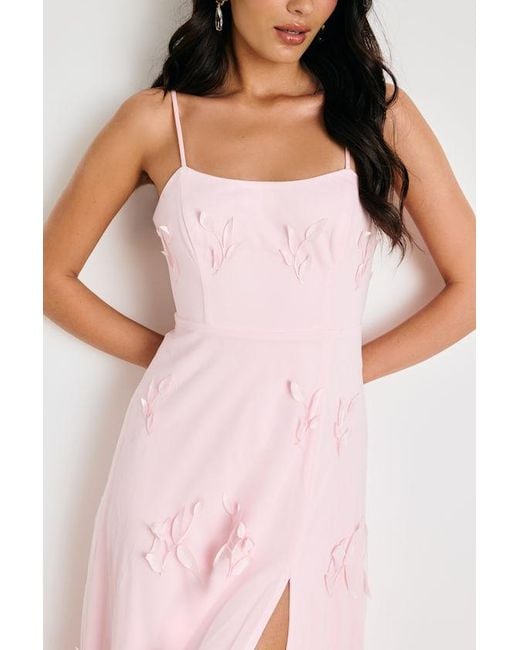 Lulus Pink Abundant Charm 3D Floral Applique Maxi Dress