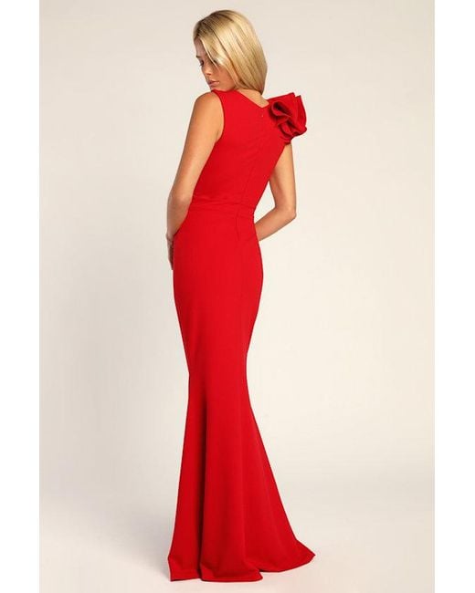 Lulus Red Lucette Sleeveless Ruffled Mermaid Maxi Dress