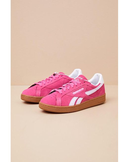 Reebok Pink Club C Grounds Uk True Suede Leather Sneakers
