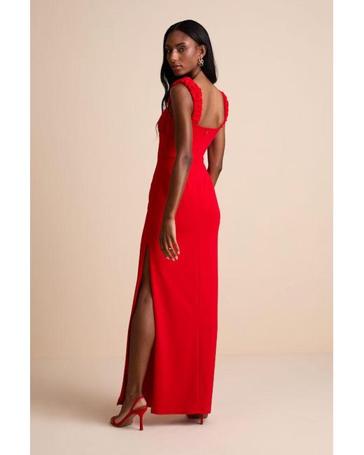 Lulus Red Tayla Sleeveless Ruched Column Maxi Dress