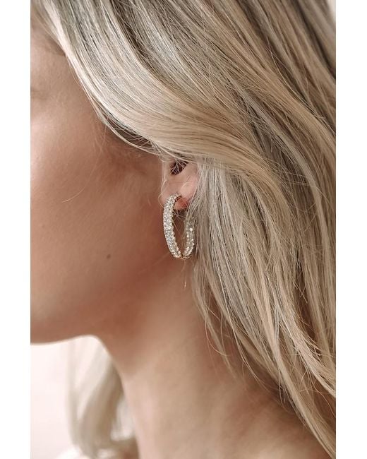 Lulus Brown Oh My Elegance Rhinestone Hoop Earrings