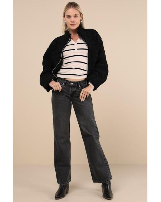 Levi's Black Low Loose Washed Low-Rise Wide-Leg Jeans