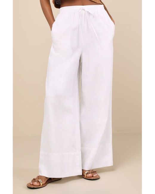 Lulus Natural Brisa Cuffed Wide-Leg Pants