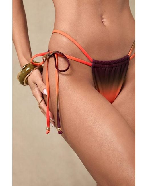 Kulani Kinis Natural Naya Multi Ruched Thong Bikini Bottoms