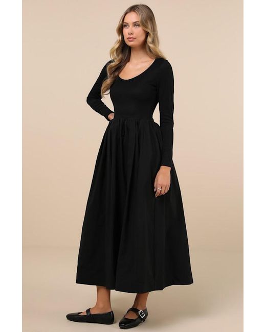 Sister Jane Black Prima Ballerina Midi Dress With Pockets