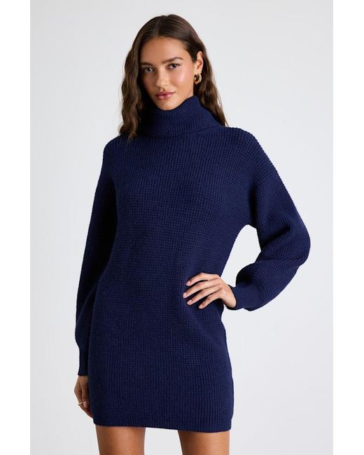 blue waffle dress Short Sleeve Waffle Weave Midi Dress In Blue Moon-Blue Moon / Regular / S main image 1