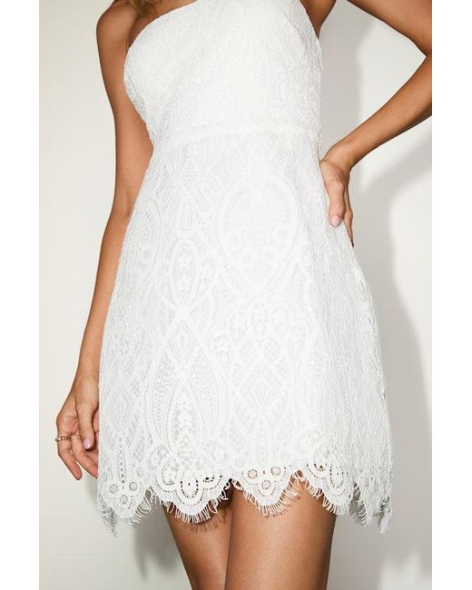 Lulus Markia Lace Strapless Mini Dress in White | Lyst