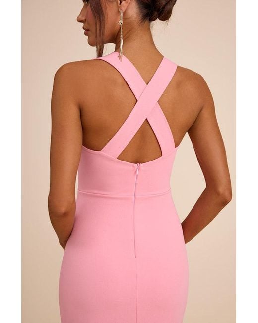 Lulus Pink Glamorous Dedication Sleeveless Column Maxi Dress
