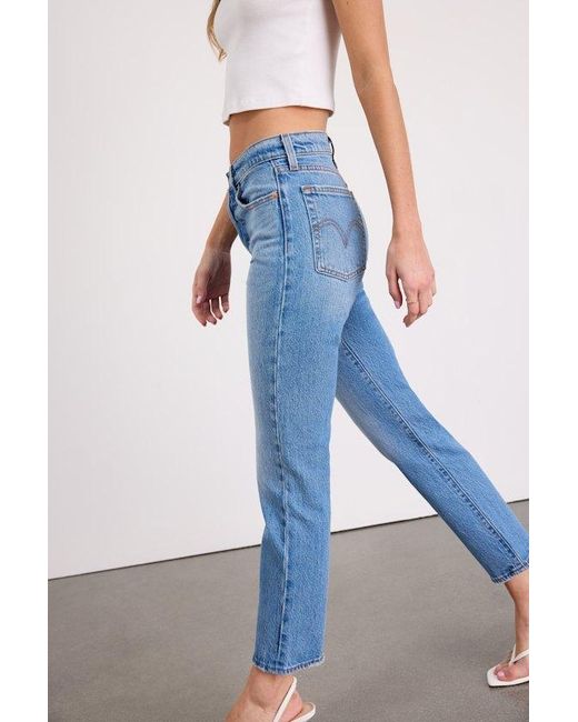 Levi's Blue Wedgie Straight Cropped High-Rise Jeans