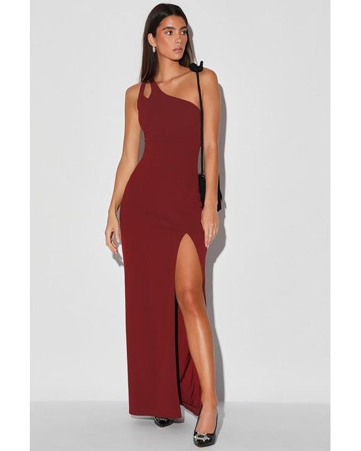 Lulus Red Simply Beautiful One-Shoulder Cutout Maxi Dress