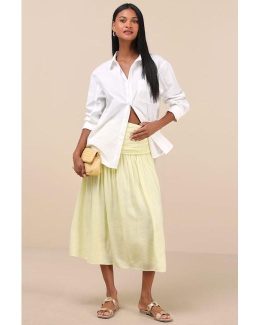 Lulus Natural Kesia Textured A-Line Midi Skirt