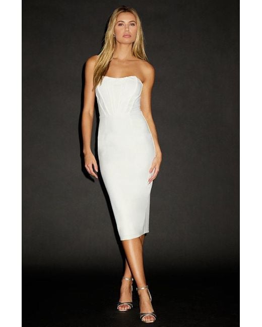 Lulus Black Gorgeously Sultry Bustier Strapless Midi Dress
