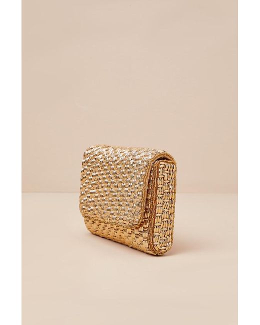 Lulus Orange Stunning Glow Beaded Rectangular Mini Clutch