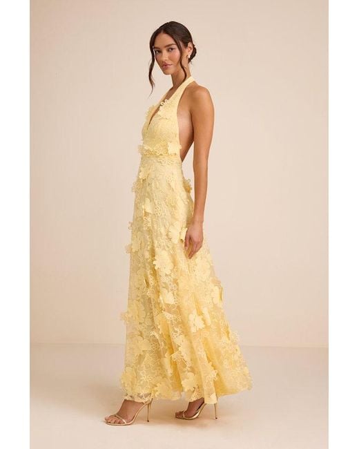 Lulus Green Kennia 3D Floral Embroidered Halter Maxi Dress