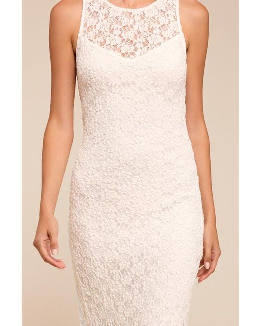 Lulus Natural Asteria Lace Column Wedding Dress