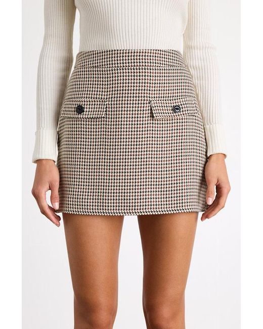 Lulus Red Andy Houndstooth High-Rise Mini Skirt