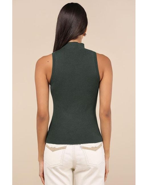 Lulus Green Seasonal Sophistication Ribbed Mock Neck Sweater Tank Top