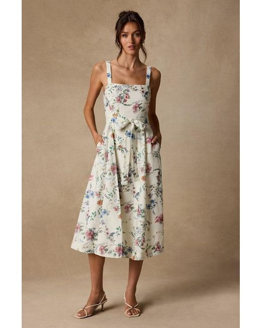 Lulus Natural Sunny Posture Floral Sleeveless Midi Dress