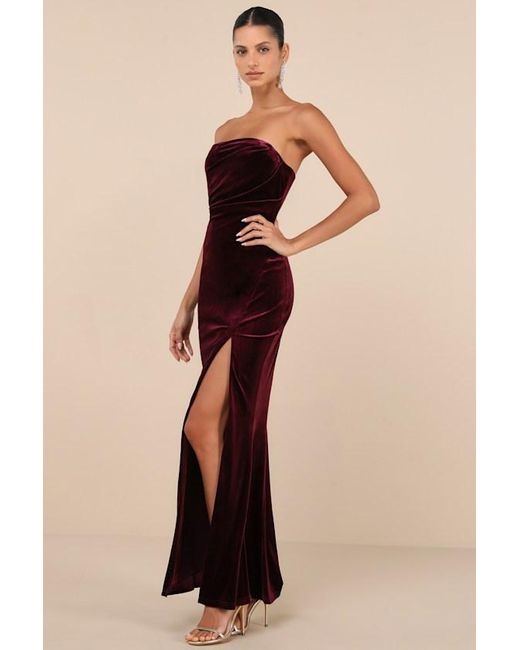 Lulus Natural Perfectly Captivating Velvet Strapless Maxi Dress