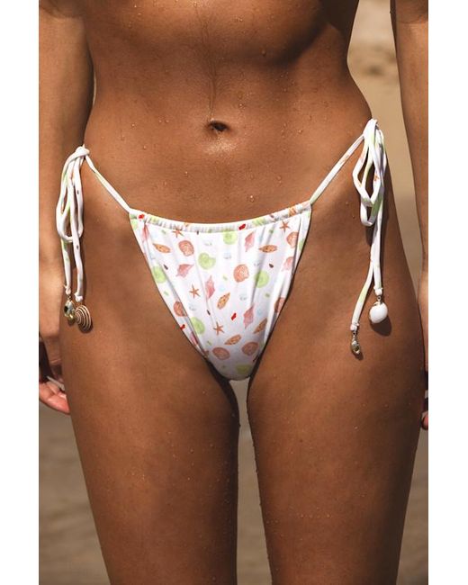 Dippin' Daisy's Black Paris Seashell Print Side-Tie Cheeky Bikini Bottoms