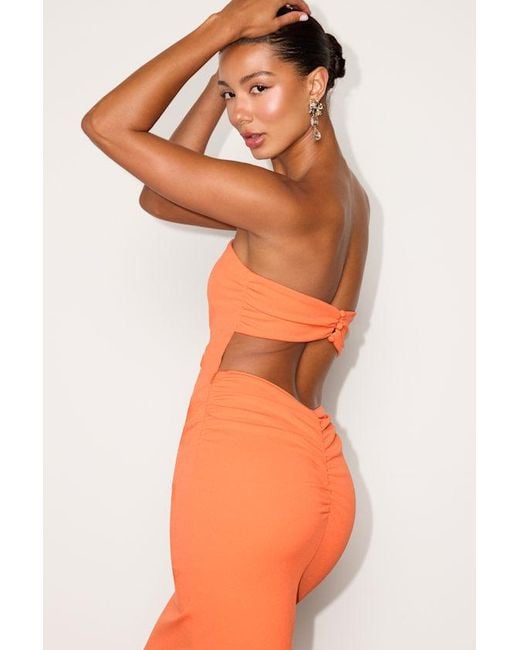 Lulus Orange Valera Light Jersey Knit Column Midi Dress