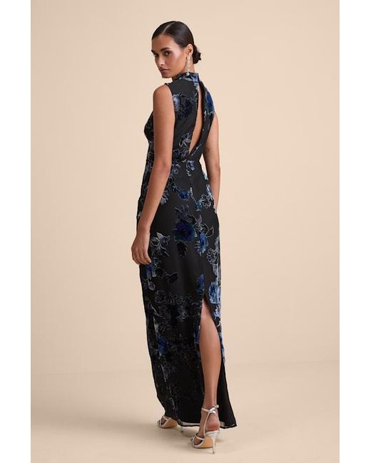 Lulus Natural Composed Glamour And Floral Burnout Velvet Maxi Dress