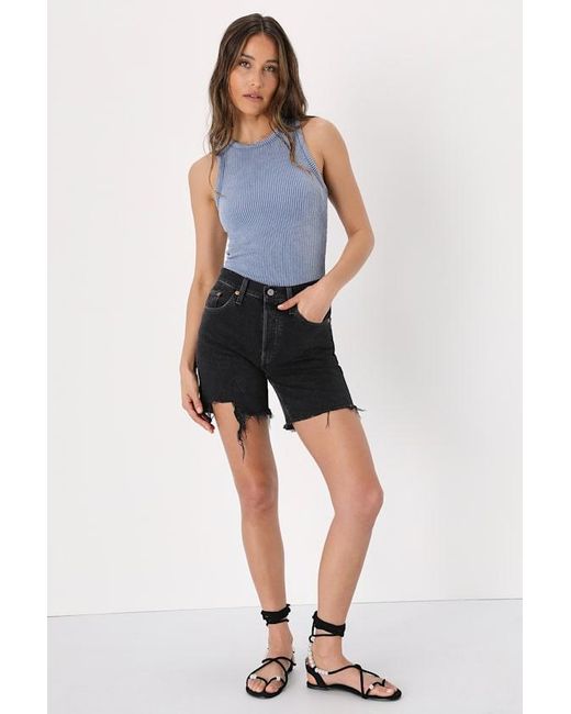 Lulus Blue Essential Update Ribbed Tank Top