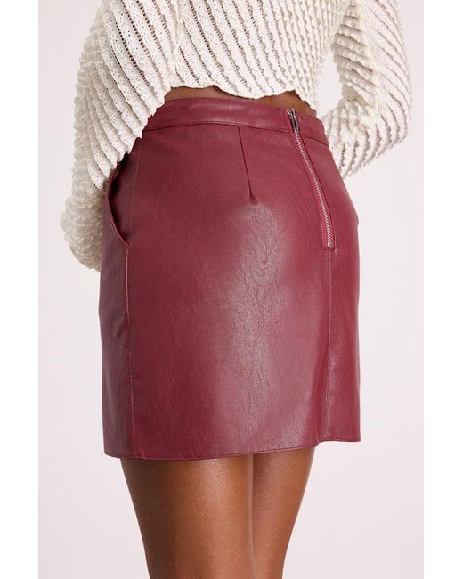 Lulus Red Harley Vegan Leather Mini Skirt