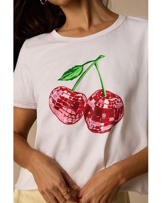 Prince Peter Natural Disco Cherry Cropped Graphic Tee
