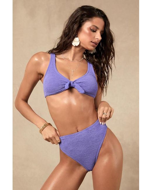 Lulus Blue Made For Sun High-Waisted Bikini Bottom