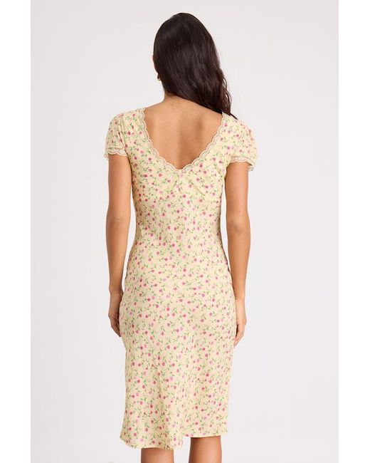 Lulus Natural Liv Ditsy Floral Slip Midi Dress