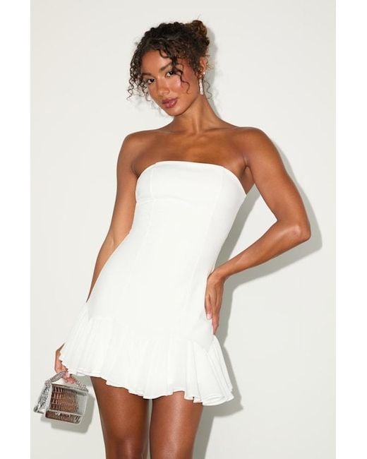 Lulus Black Eirian Strapless Pleated Mini Dress